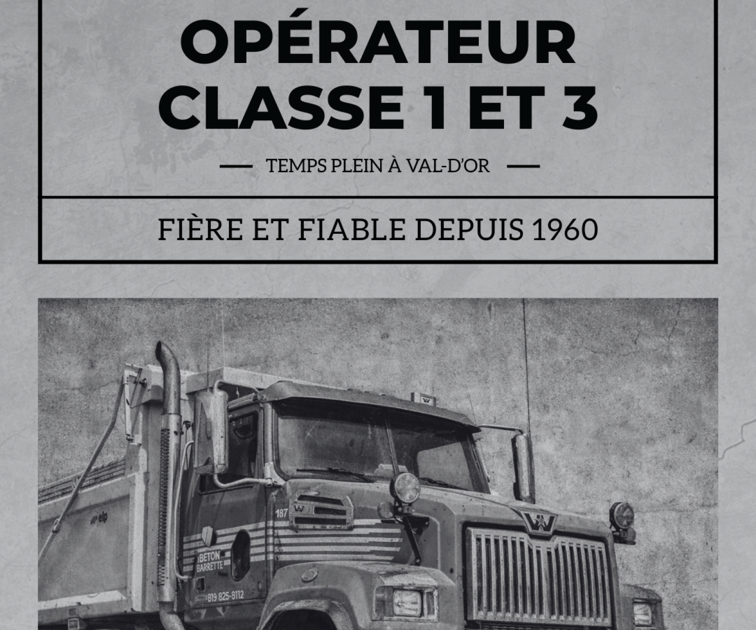 offre d'emploi camionneur opérateur classe 1 et 3